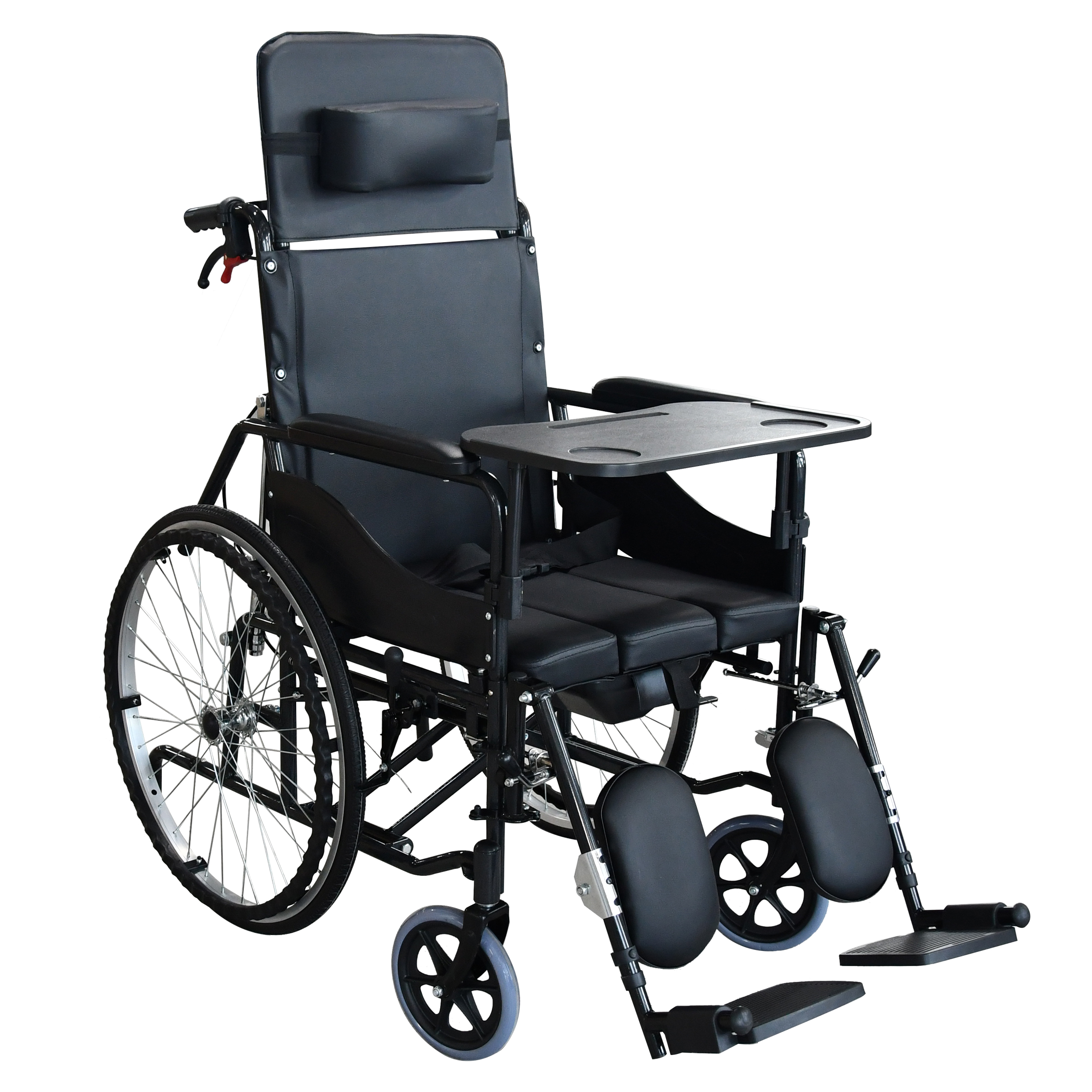 河思源手动轮椅车SY-LY1-0220全躺 黑色 带便款高靠背